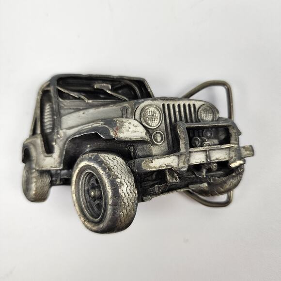 1978 Brass/Pewter Jeep Wrangler Belt Buckle Bergamot Brass Works USA Made - Picture 1 of 7